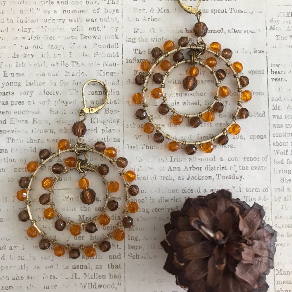 Brown and Orange Earrings
